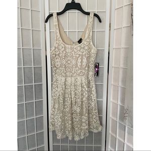 Beige White Ivory Boho Lace Dress A-Line Size 9